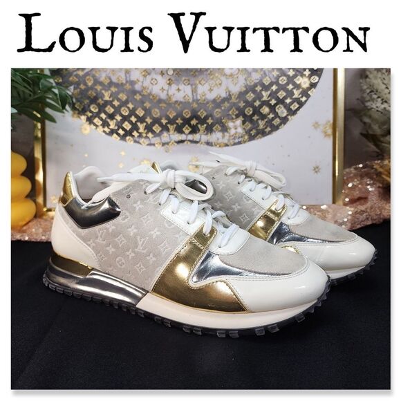 Authentic Louis Vuitton Suede Patent Calfskin Embossed Monogram Run Away Sneake - Picture 1 of 16